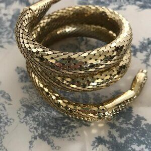 Whiting and Davis Gold Mesh Coil Adjustable Bracelet